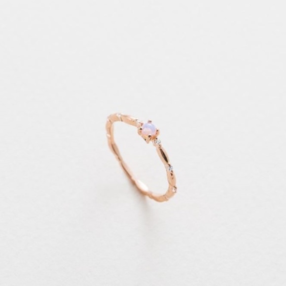 Pink Opal Rose Gold Ring 14K Plated over Sterling - Picture 2 of 4